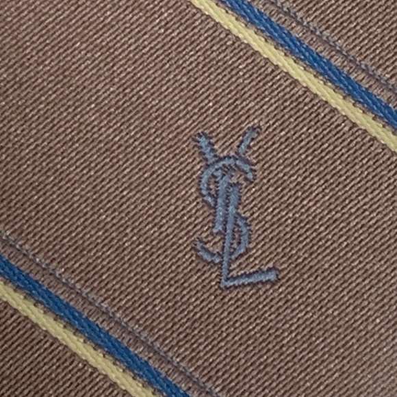 Vintage Yves Saint Laurent Striped Silk Blend Tie in Taupe - Picture 2 of 7